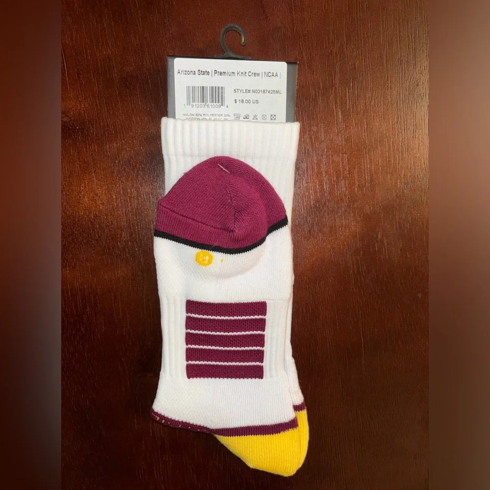 ARIZONA STATE UNIVERSITY STRIDELINE CREW SOCKS NWT MEN’S SHOE SIZE 8-12